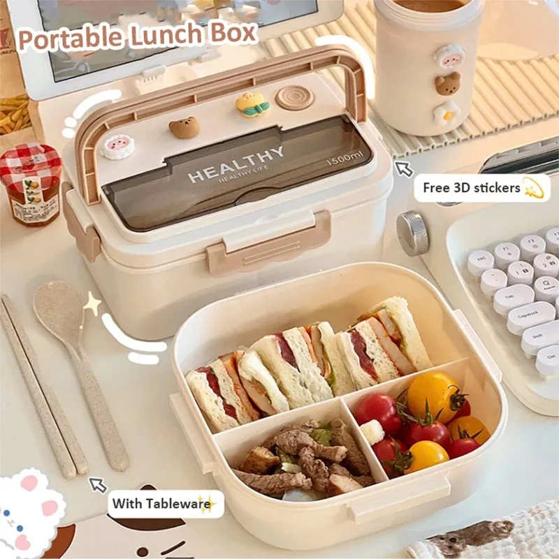 ✨ Adorable Bento Buddy: Cute & Compact Lunch Box with Fun Compartments for School & Picnics! 🍱🎒