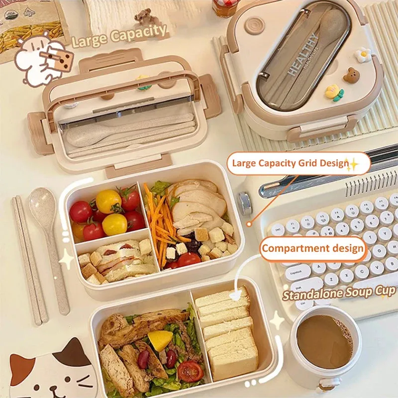 ✨ Adorable Bento Buddy: Cute & Compact Lunch Box with Fun Compartments for School & Picnics! 🍱🎒