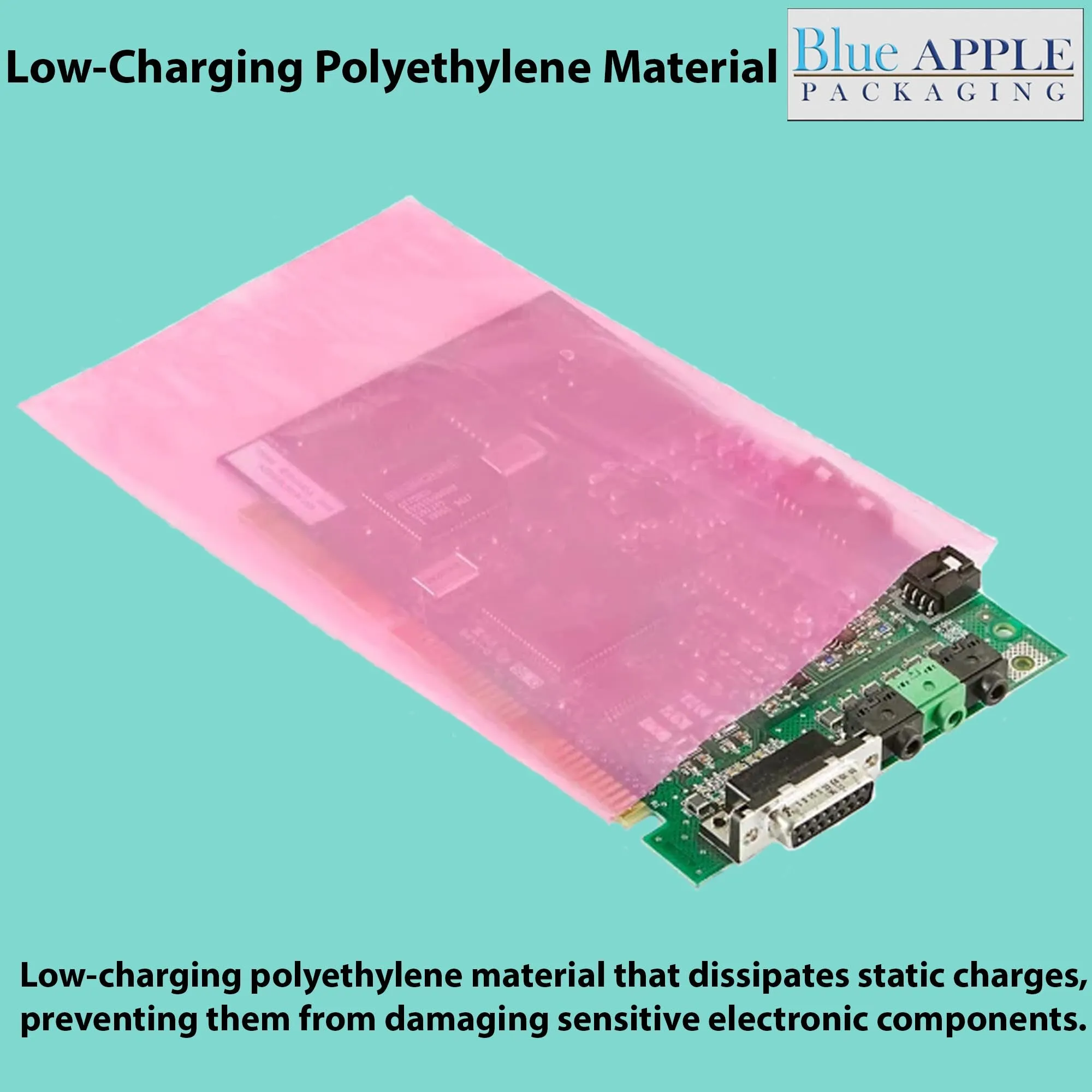 12X18 inches Pink Anti Static Bags 2 Mil Flat