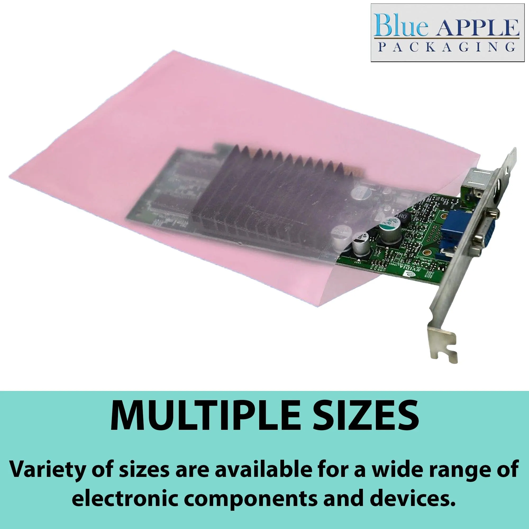 12X18 inches Pink Anti Static Bags 2 Mil Flat