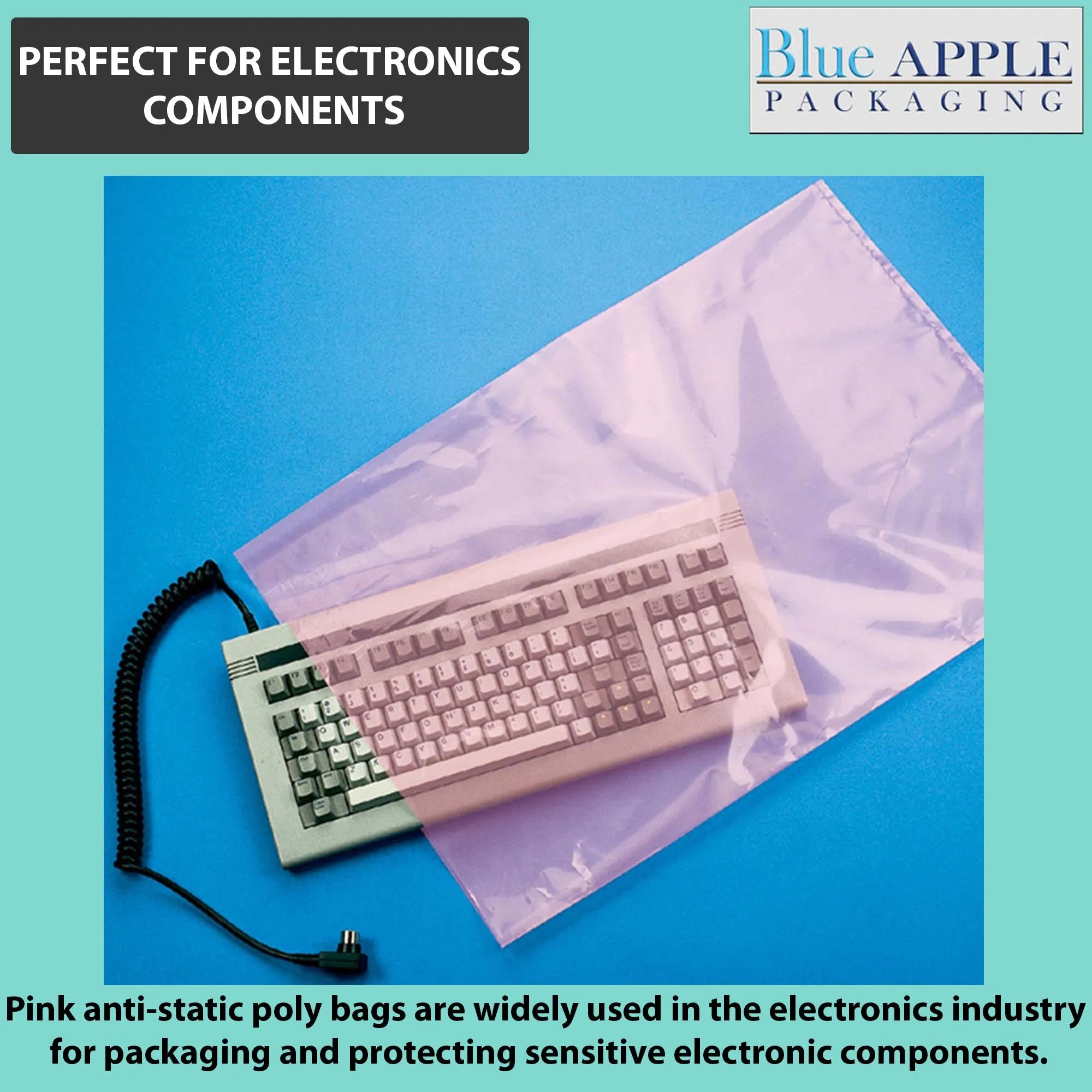 12X18 inches Pink Anti Static Bags 2 Mil Flat