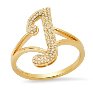 14k Old Script Initial Ring