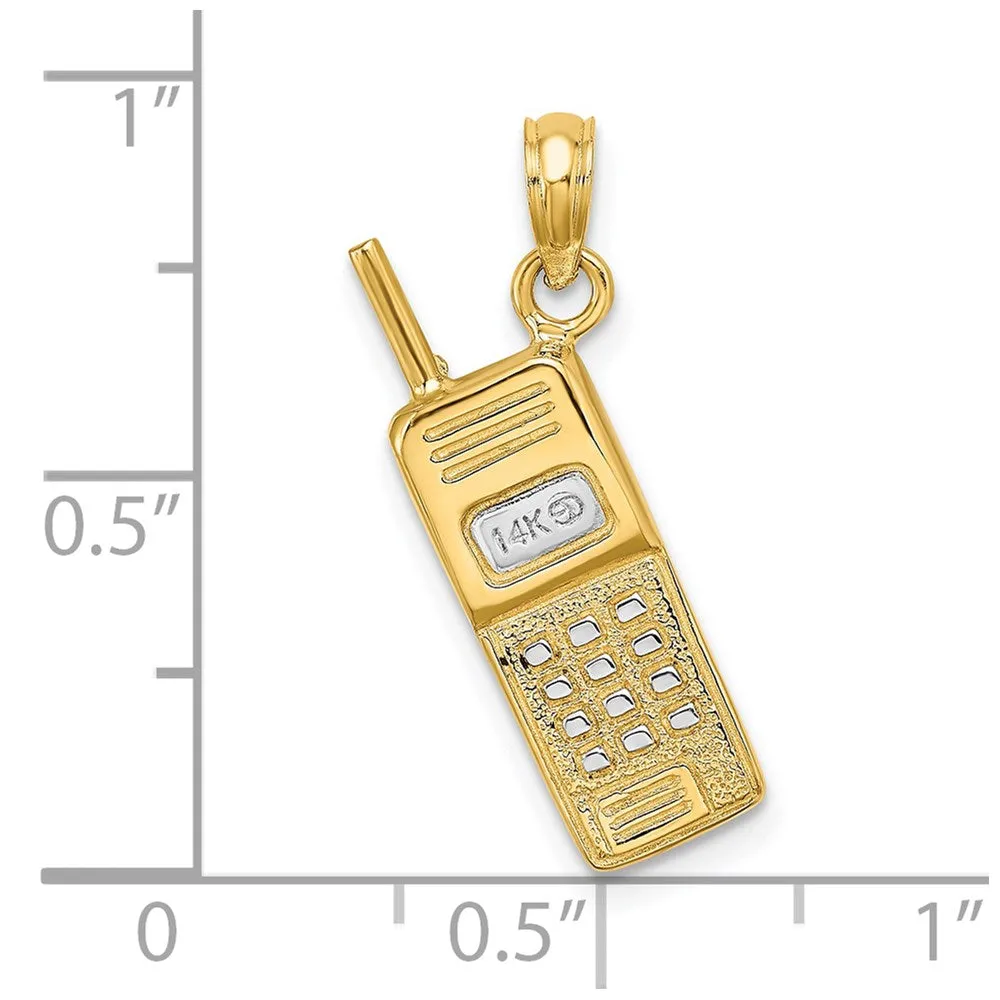 14K w/ Rhodium 3-D Cell Phone Charm
