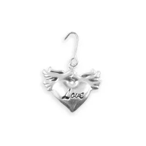 20 Love Birds Doves Heart Wedding Favor Silver Charms Decoration Gift tags