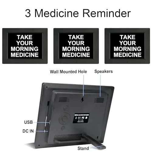 [2022 Newest] Digital Day Calendar Clock 3 Medicine Reminders Extra Large Non-Abbreviated Day Date Month Dementia Clocks for Senior Elderly Memory Loss Impaired Vision Clock