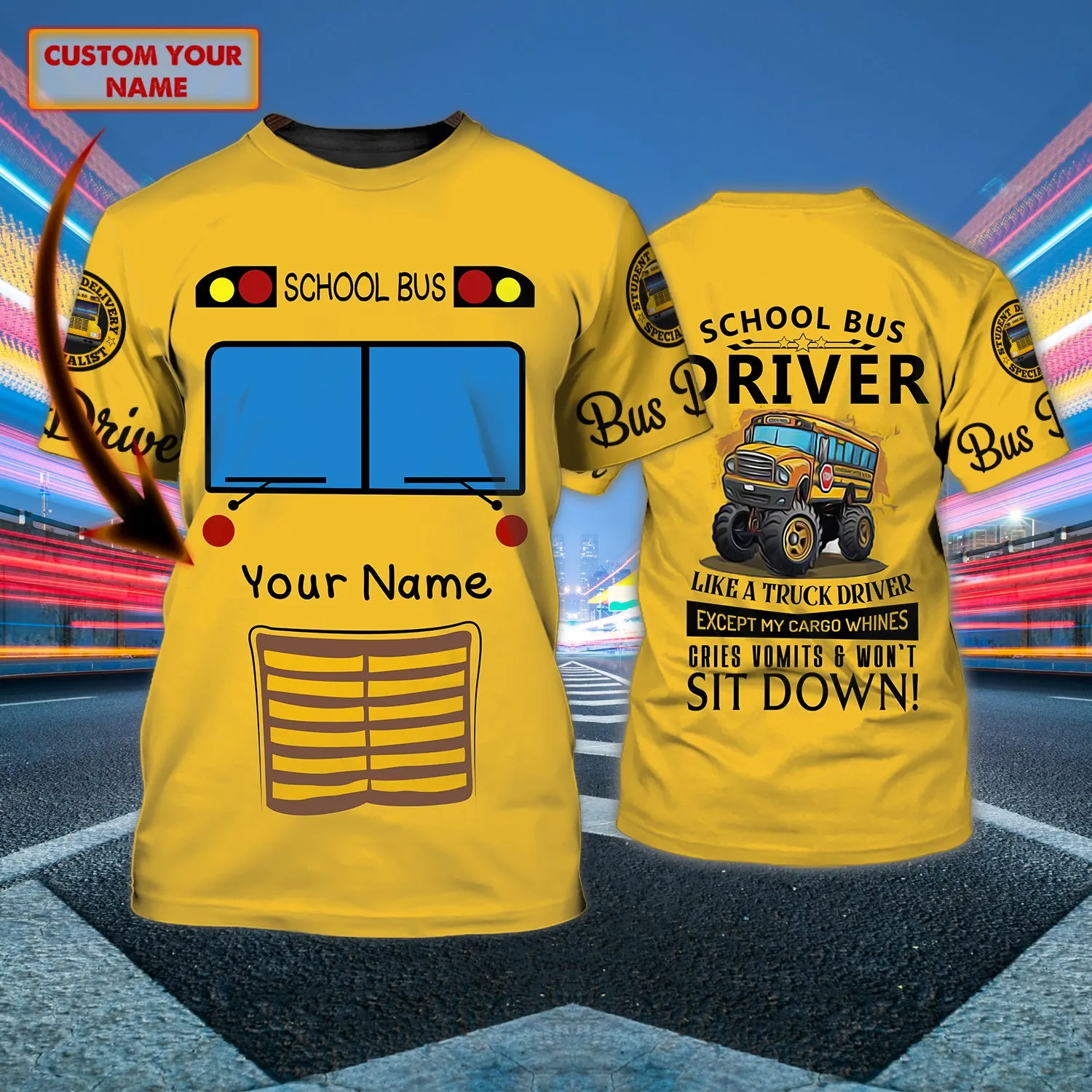 3D Bus Driver 1 - Personalized Name 3D Tshirt