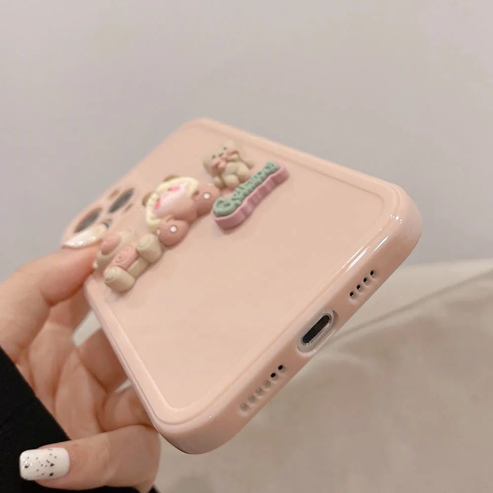 3D Luxury Cute Cartoon Pink Bunny Shockproof iPhone 7/8/SE to 13 11Pro Max Covers