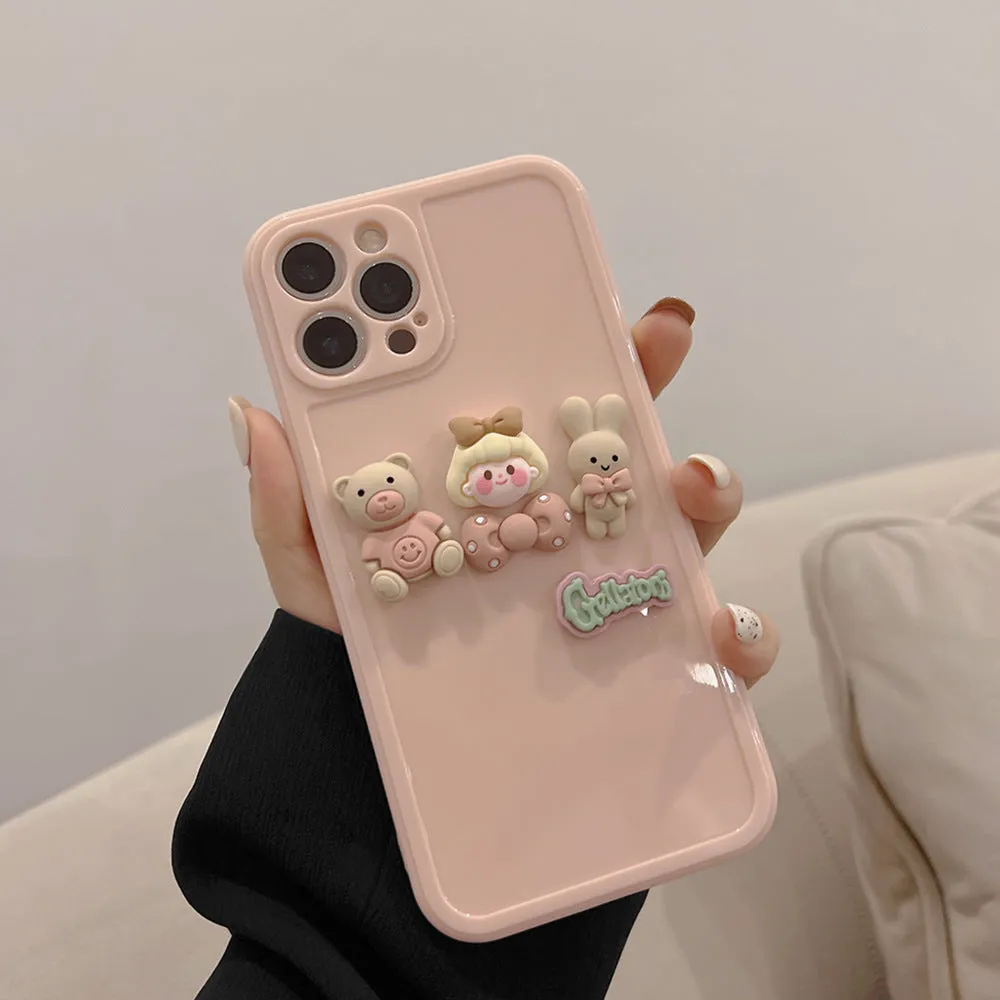 3D Luxury Cute Cartoon Pink Bunny Shockproof iPhone 7/8/SE to 13 11Pro Max Covers