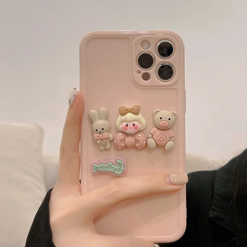 3D Luxury Cute Cartoon Pink Bunny Shockproof iPhone 7/8/SE to 13 11Pro Max Covers