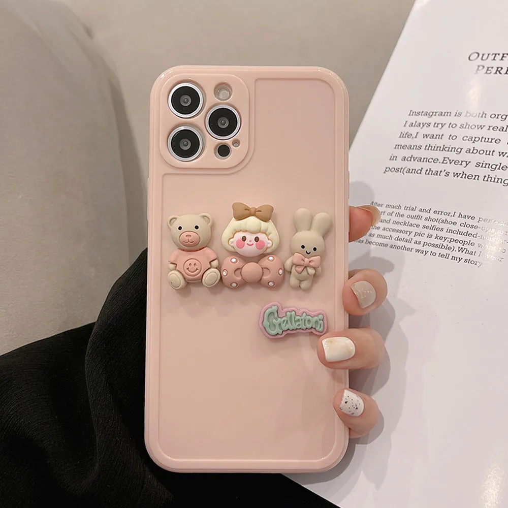 3D Luxury Cute Cartoon Pink Bunny Shockproof iPhone 7/8/SE to 13 11Pro Max Covers