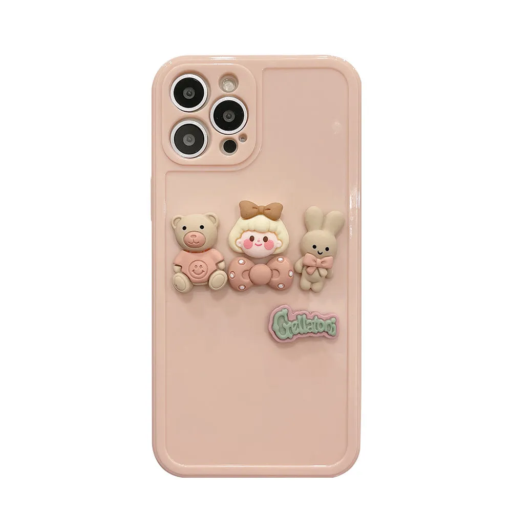 3D Luxury Cute Cartoon Pink Bunny Shockproof iPhone 7/8/SE to 13 11Pro Max Covers