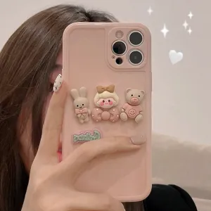 3D Luxury Cute Cartoon Pink Bunny Shockproof iPhone 7/8/SE to 13 11Pro Max Covers
