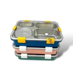 4 Compartment Insulated Steel Lunch Box (900 ml)
