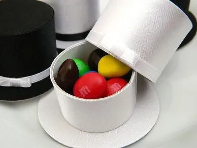 6 Black and White Top Hat Favor Boxes Wedding Gift Box Jewelry Box Little Man