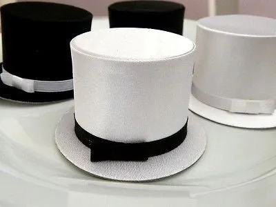 6 Black and White Top Hat Favor Boxes Wedding Gift Box Jewelry Box Little Man