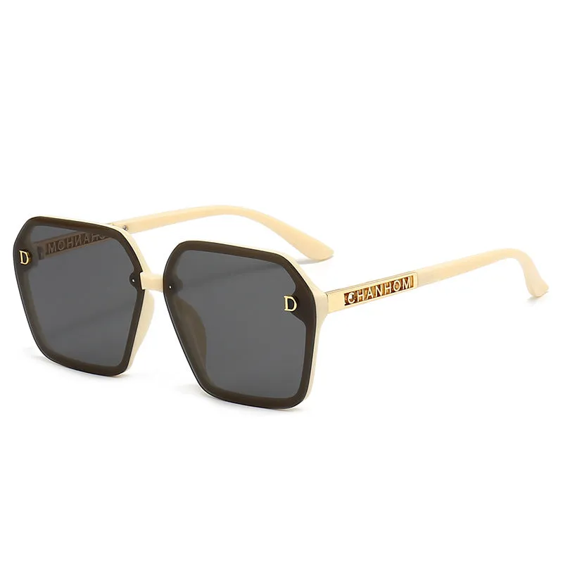 7 Color Trendy Oversized Square Letter Temple Polarized Sunglasses
