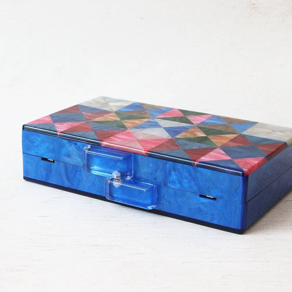 Acrylic Clutch Colorful Patchwork Casual Wedding Evening Bag Purse