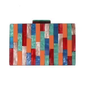 Acrylic Women Cute Evening Bags Colorful Patchwork Party Handbags