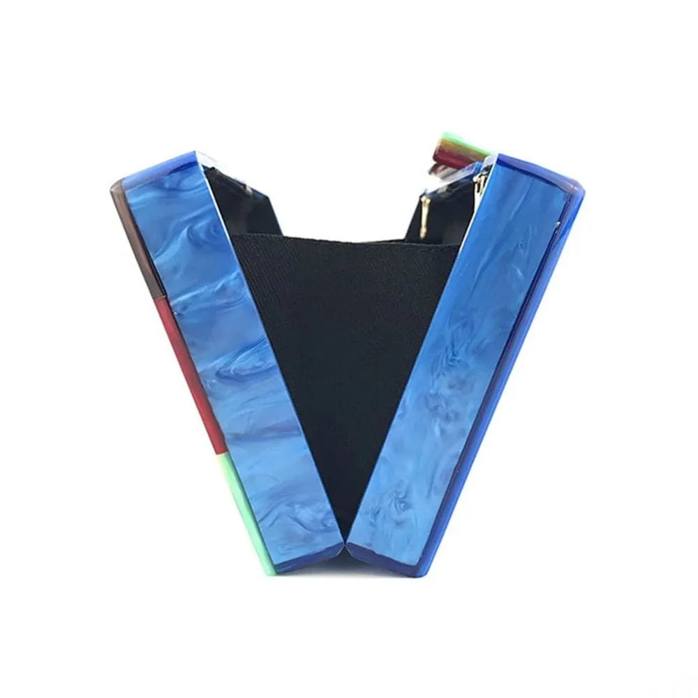 Acrylic Women Cute Evening Bags Colorful Patchwork Party Handbags