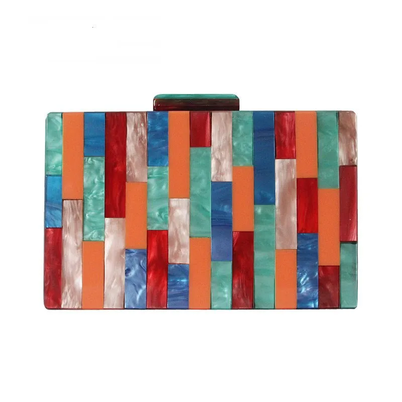 Acrylic Women Cute Evening Bags Colorful Patchwork Party Handbags