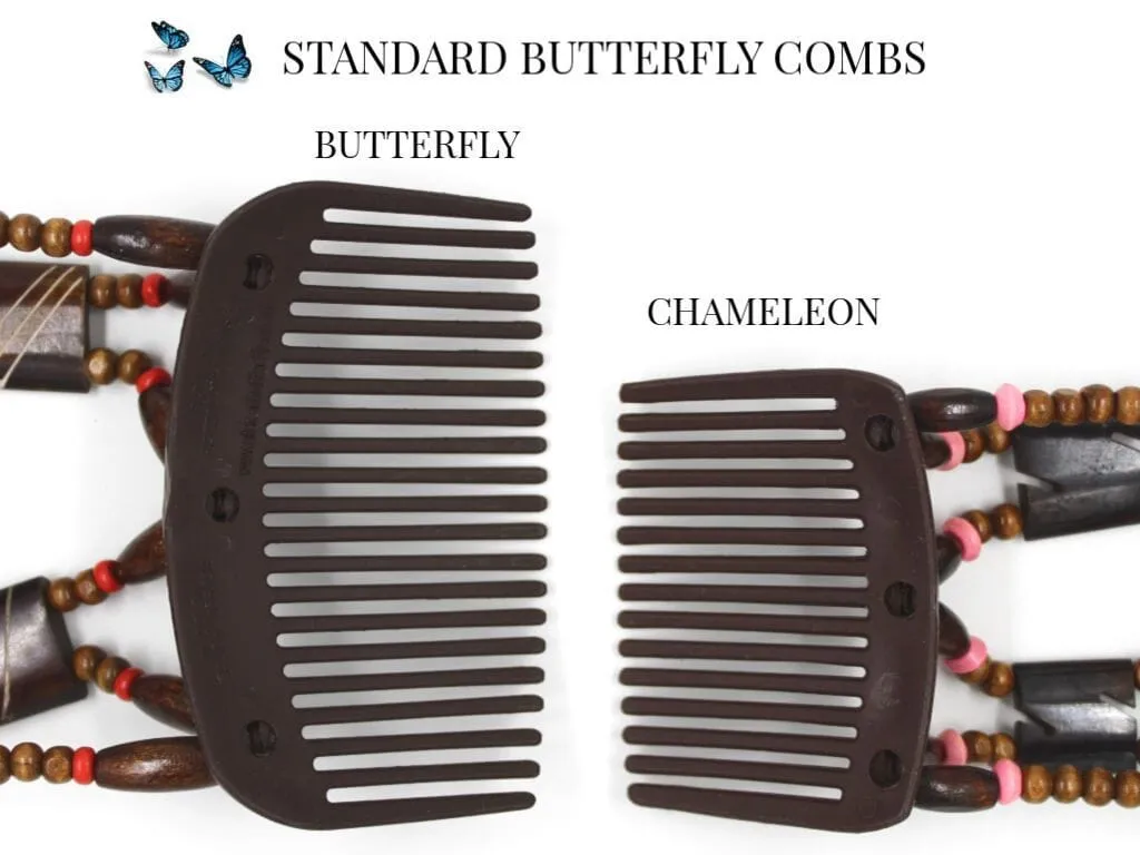 African Butterfly Hair Comb - Dalena White 12