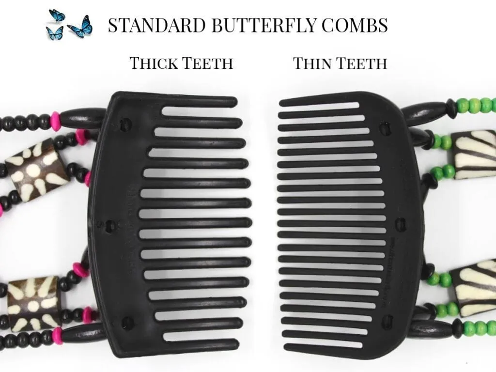 African Butterfly Hair Comb - Dalena White 12