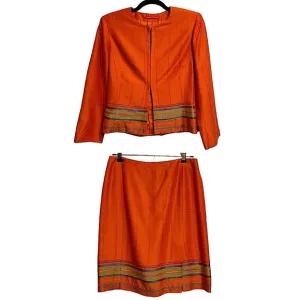 Alain Manoukian Vintage Orange Designer Jacket &amp; Skirt Size 38 or 6 US