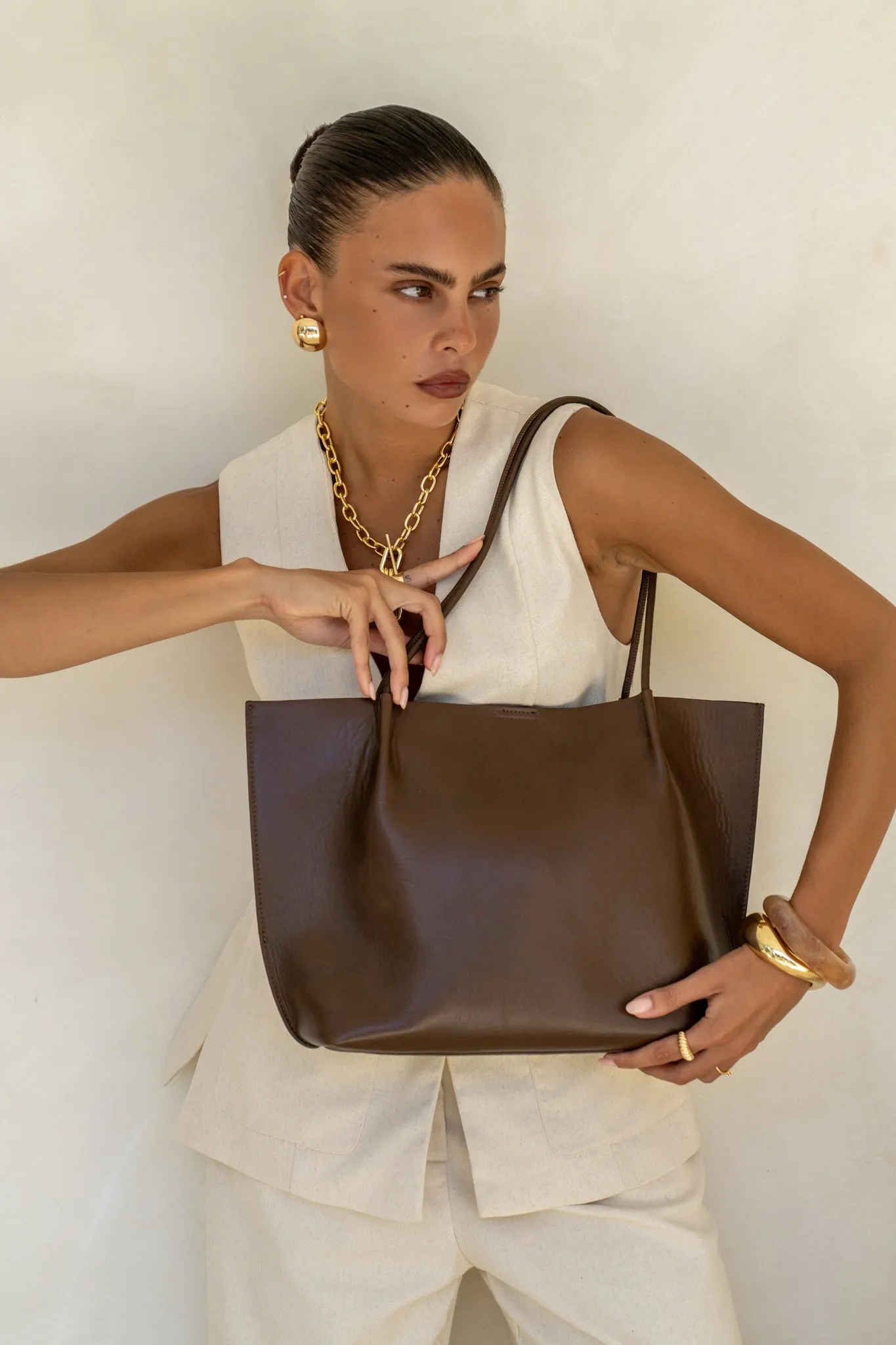 Alex Brown Leather Tote Bag