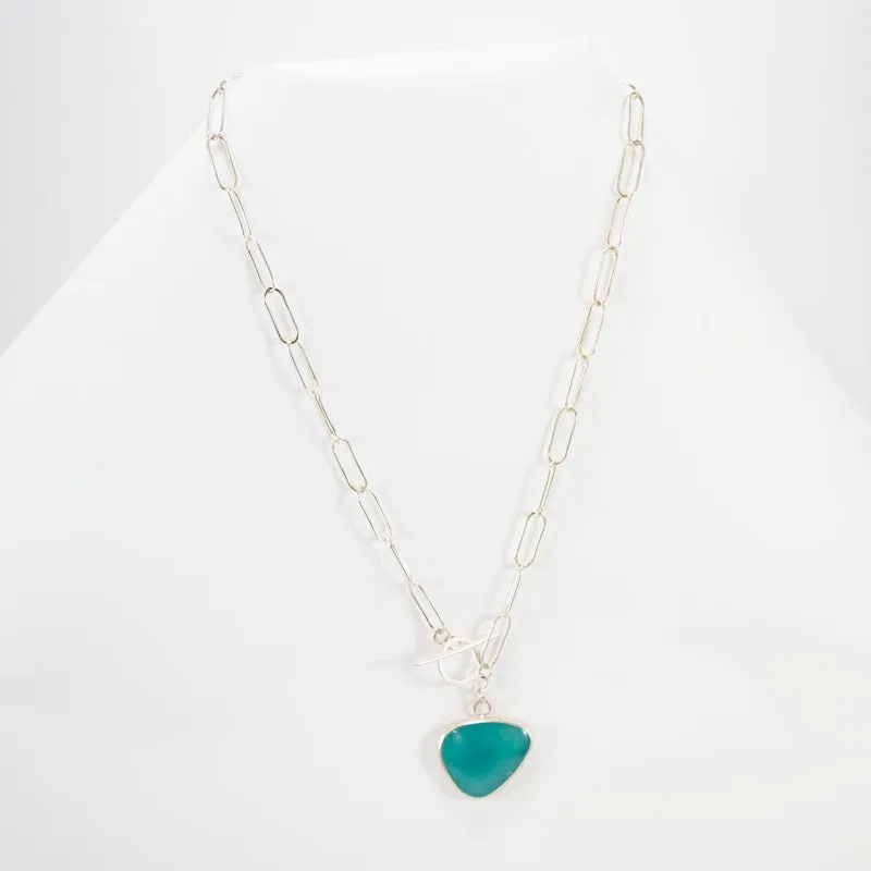 Amazonite Fine Silver Necklace with Toggle Clasp