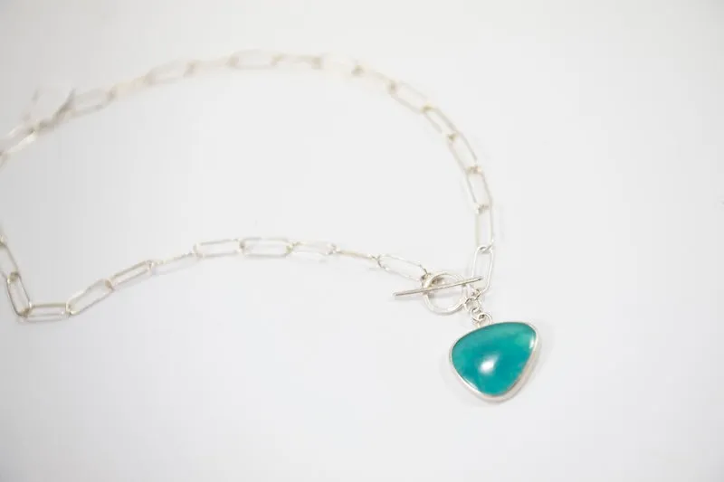 Amazonite Fine Silver Necklace with Toggle Clasp