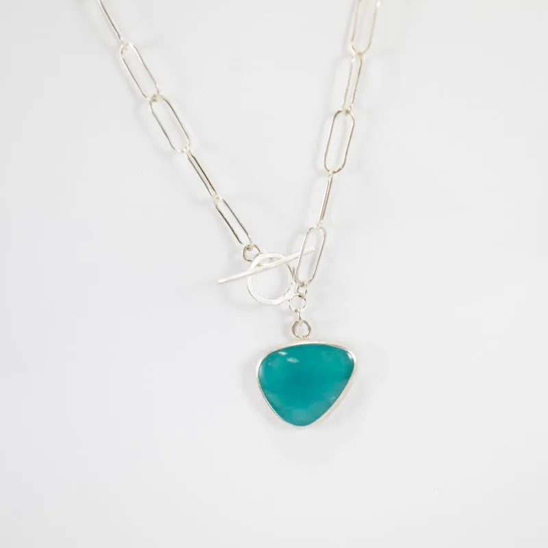 Amazonite Fine Silver Necklace with Toggle Clasp