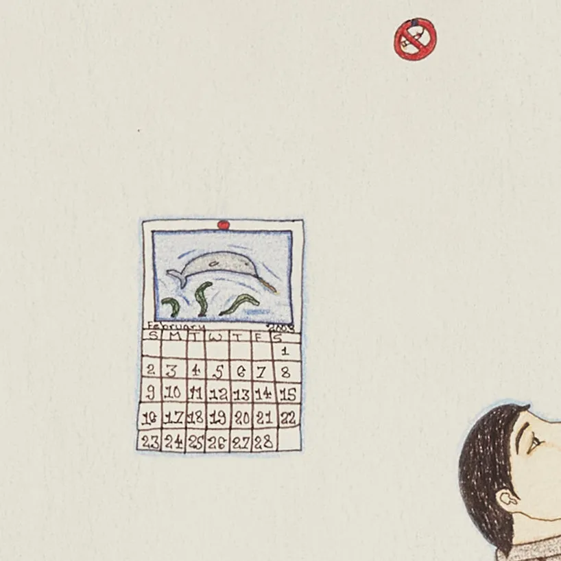ANNIE POOTOOGOOK "BLUE ROOM" DRAWING, 2003