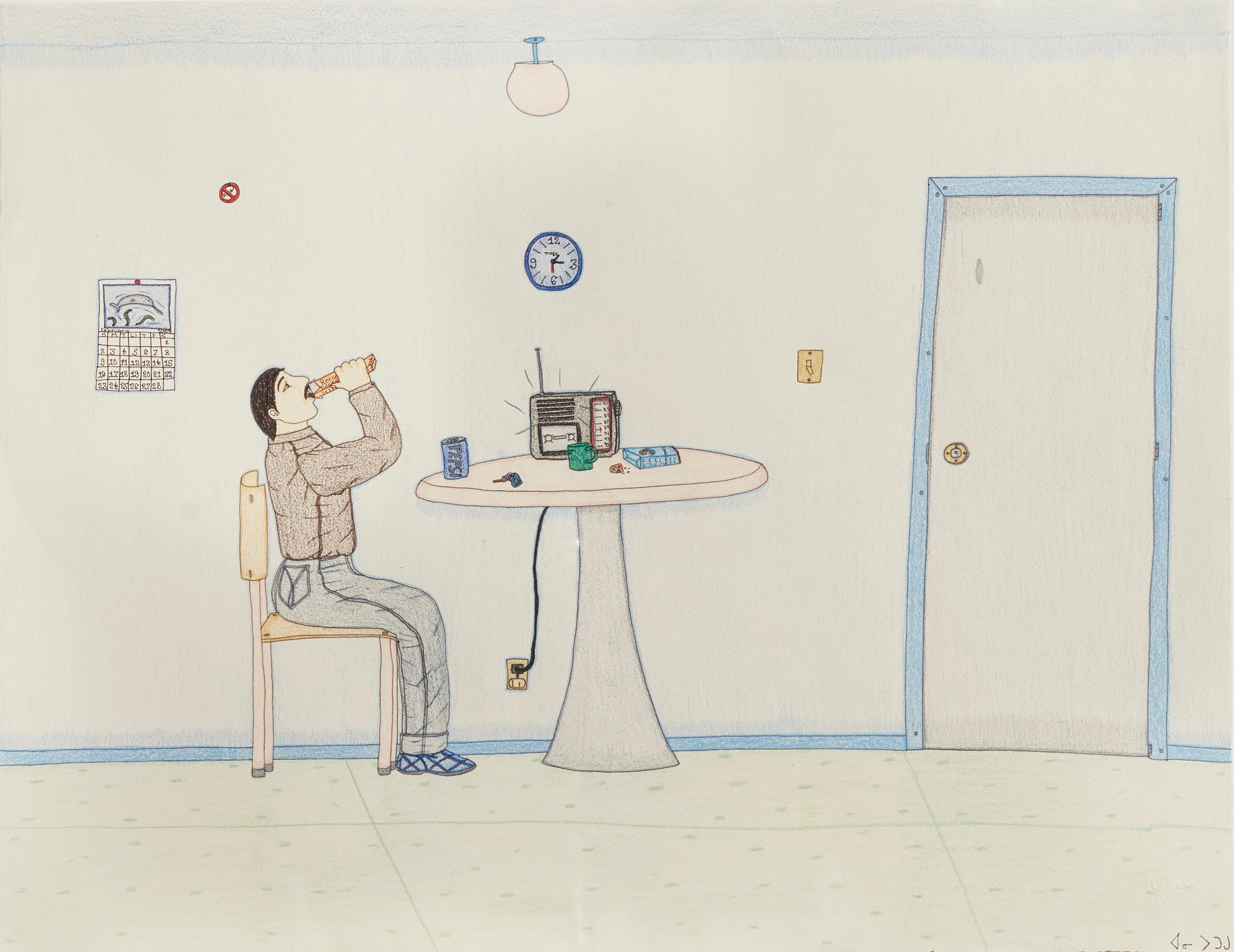 ANNIE POOTOOGOOK "BLUE ROOM" DRAWING, 2003