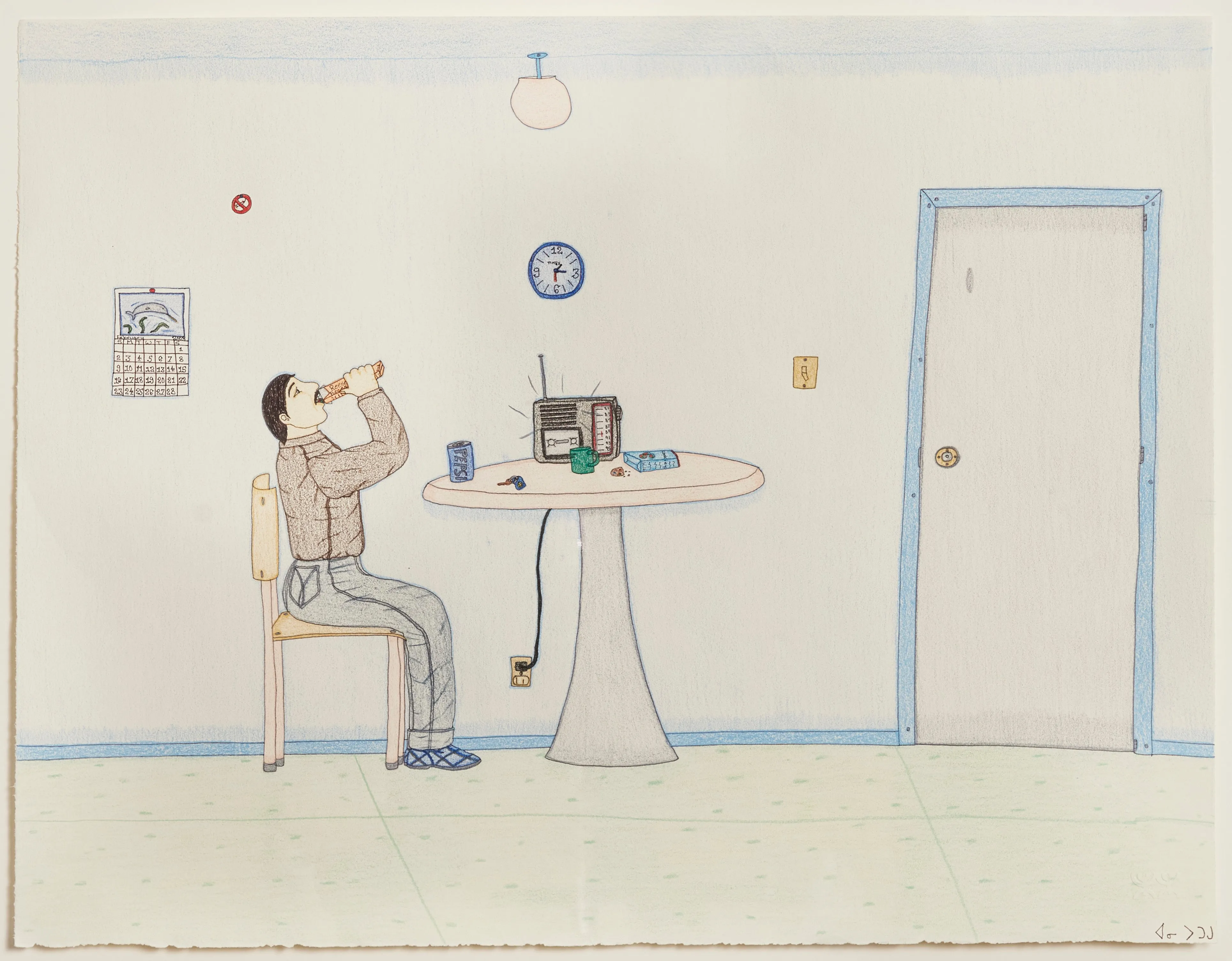 ANNIE POOTOOGOOK "BLUE ROOM" DRAWING, 2003