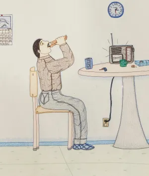 ANNIE POOTOOGOOK "BLUE ROOM" DRAWING, 2003