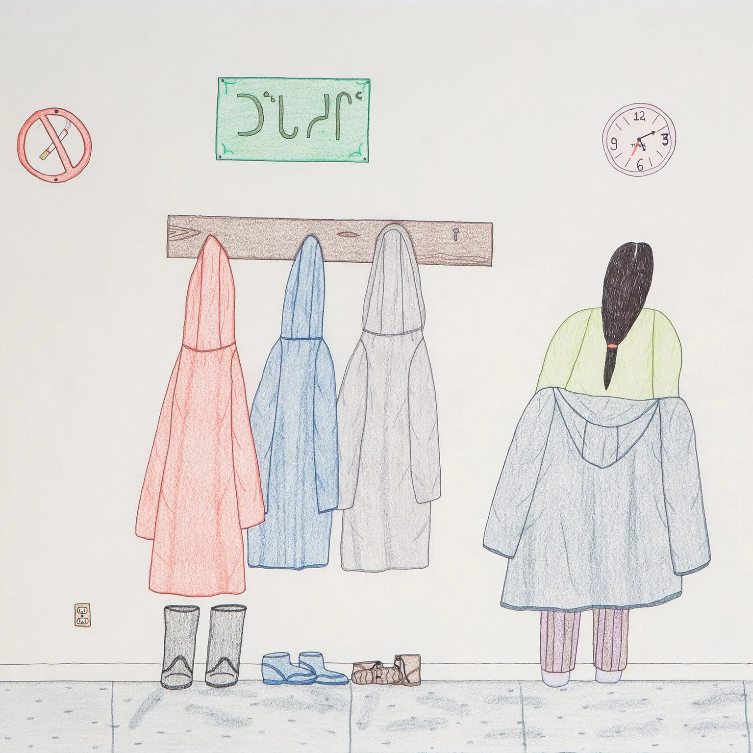 ANNIE POOTOOGOOK "WOMAN REMOVING COAT", 2002