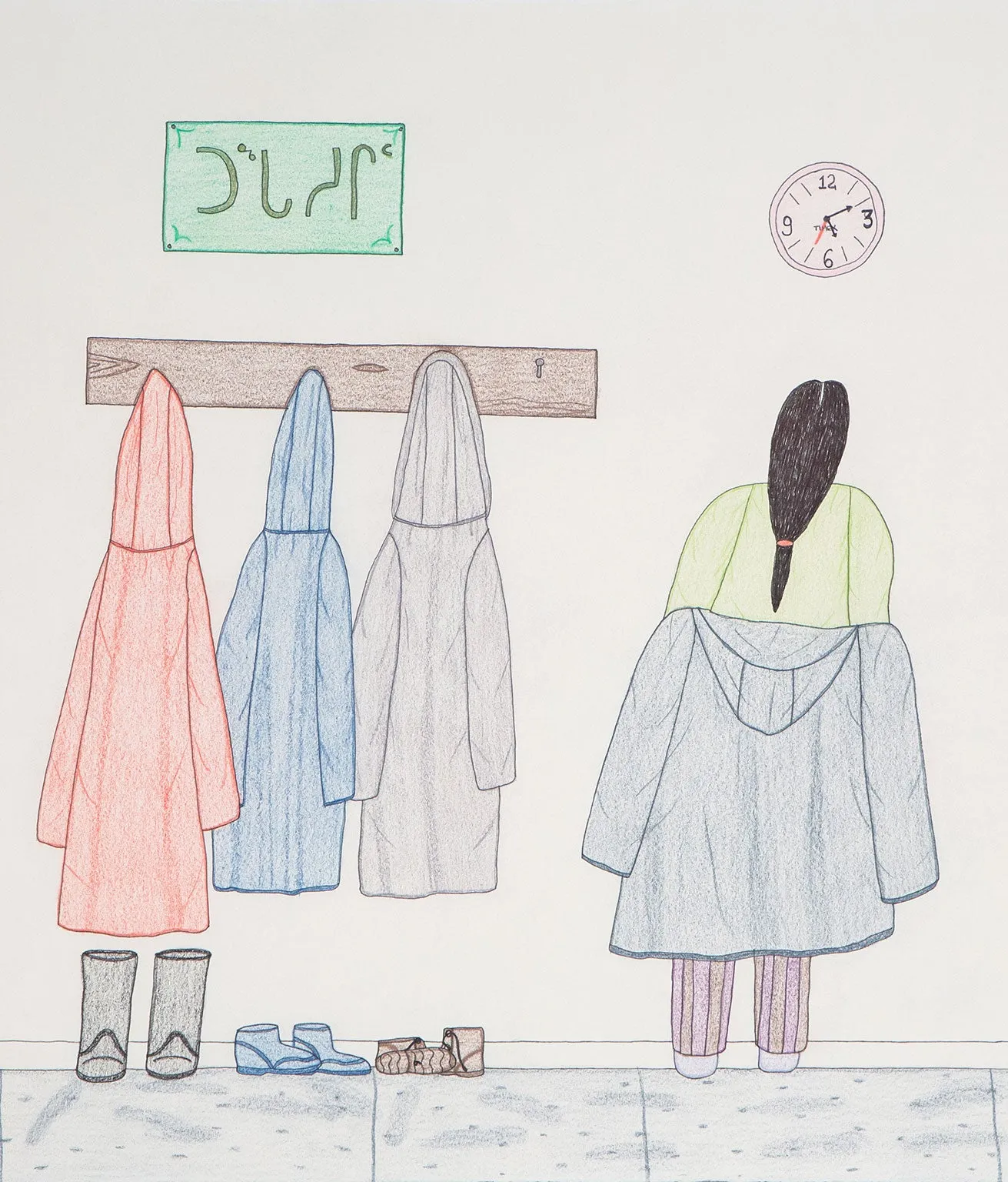 ANNIE POOTOOGOOK "WOMAN REMOVING COAT", 2002