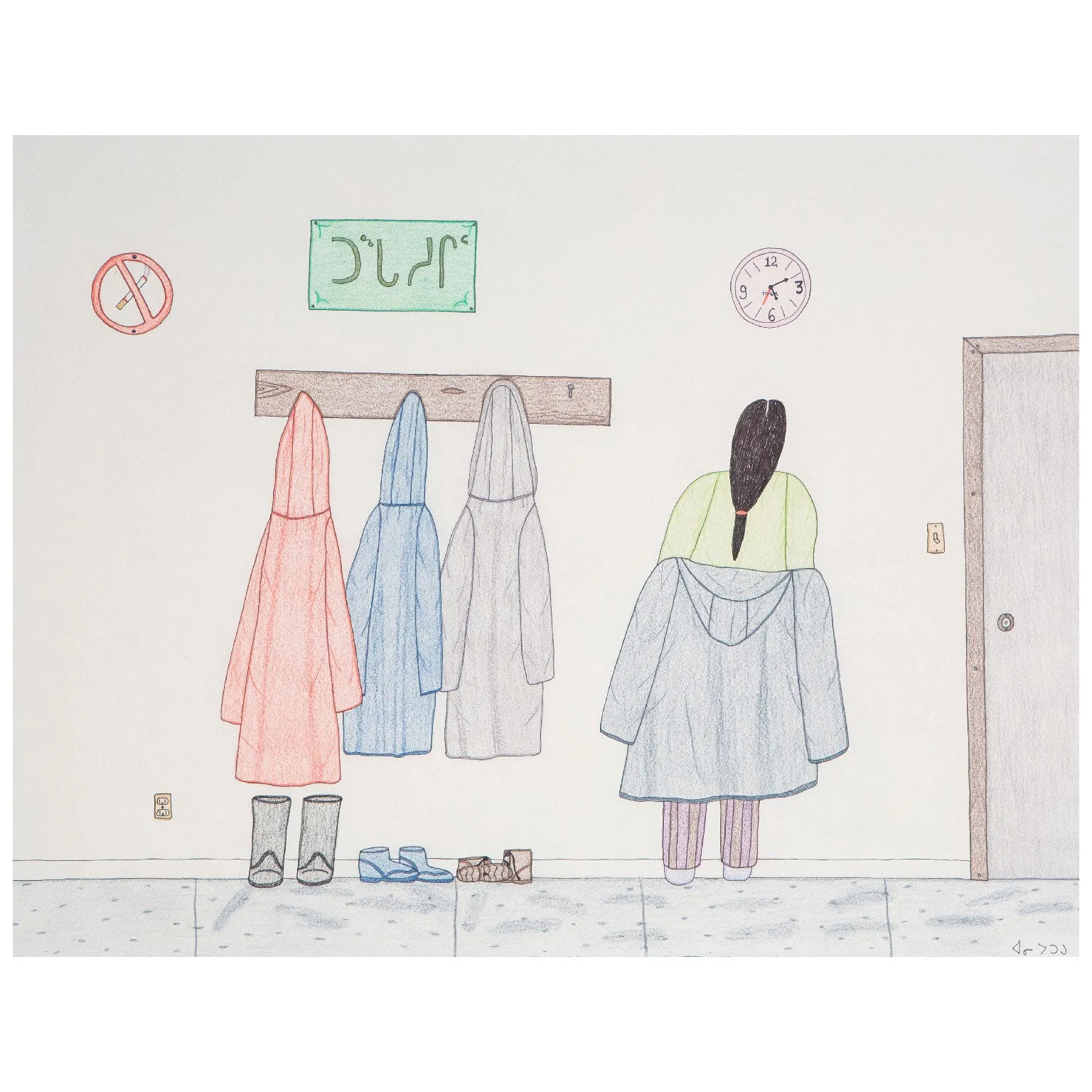 ANNIE POOTOOGOOK "WOMAN REMOVING COAT", 2002