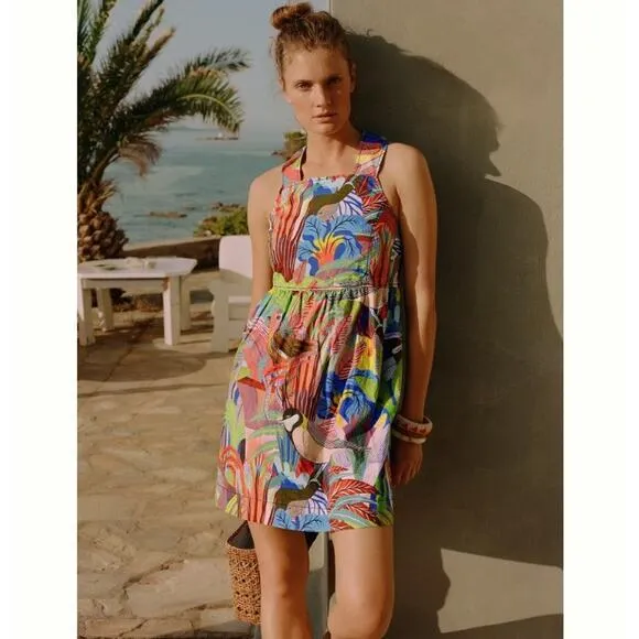 ANTHROPOLOGIE x Orane Sigal Tropical Print Swing Mini Dress