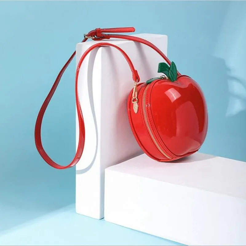 Apple-Shaped Crossbody Shoulder Bag