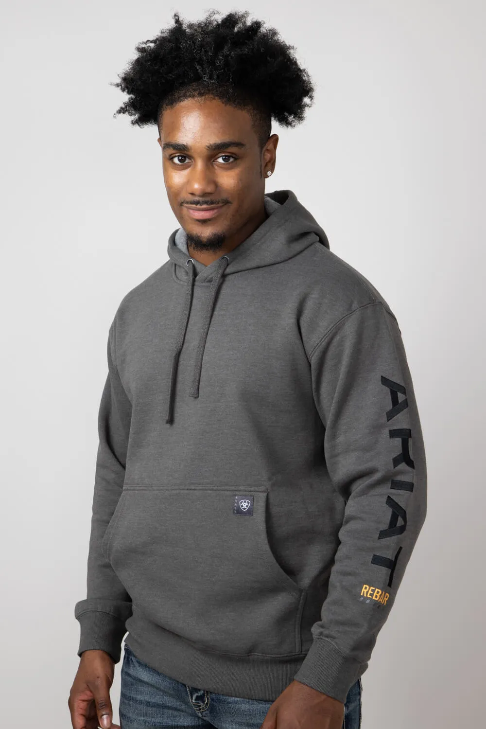 Ariat Rebar Graphic Hoodie for Men in Dark Grey Heather | 10051976-GREYHEATHER