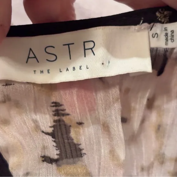 ASTR the Label Ayana Pleated Long Sleeve Maxi Dress in Cream Black Floral, Small