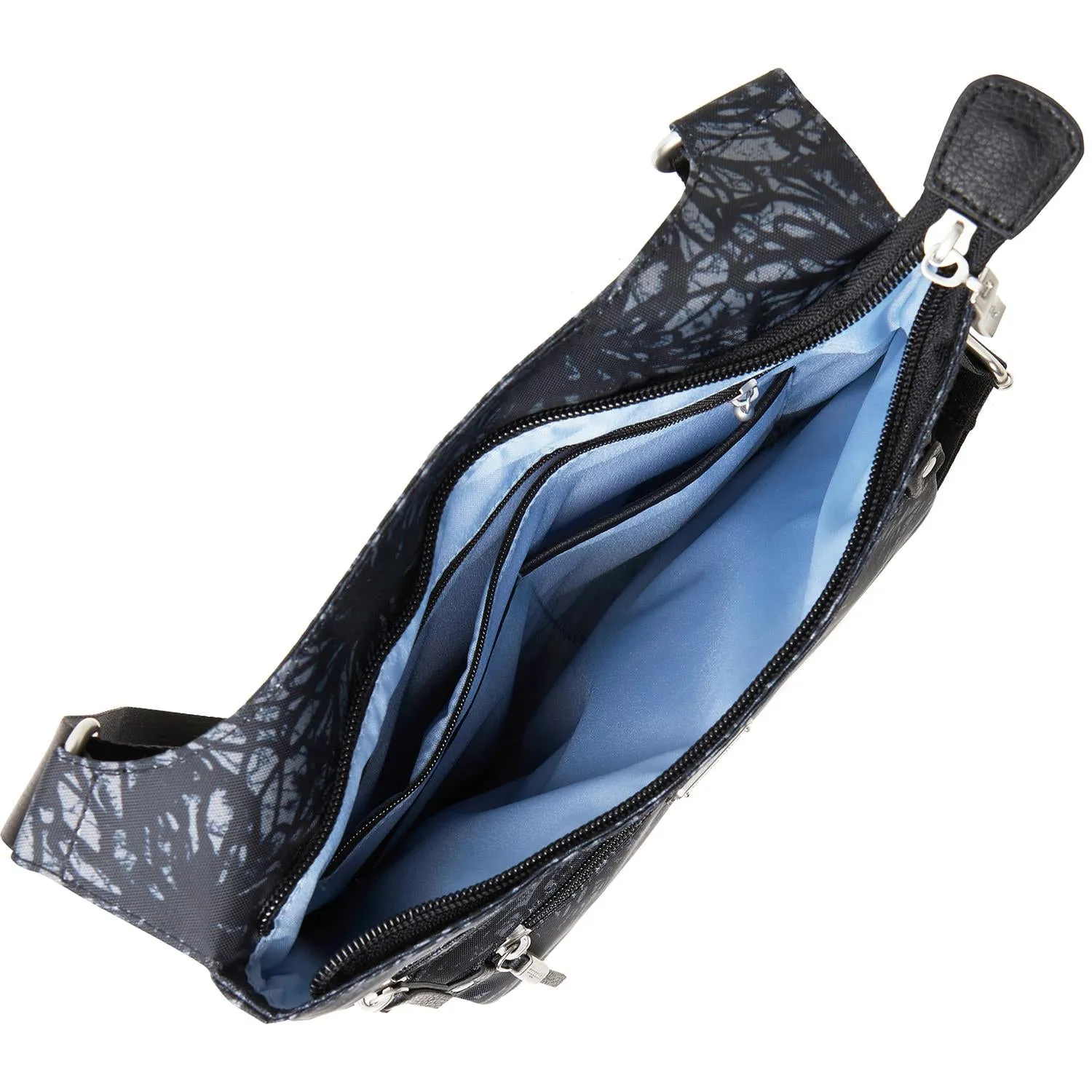 Baggallini Around Town Bagg With RFID Phone Wristlet Onxy Floral Nylon