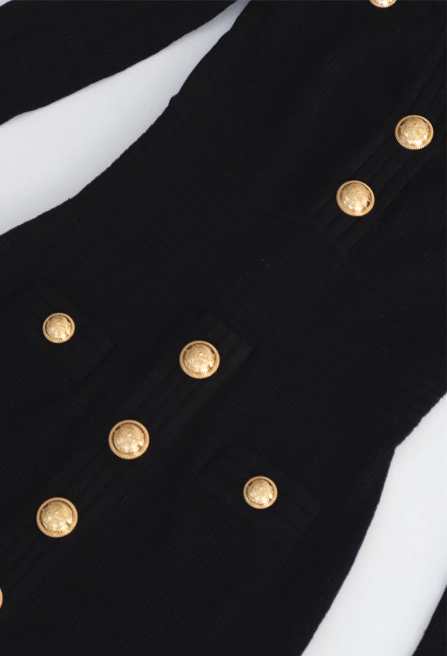 Balmain Black Button Mini Dress