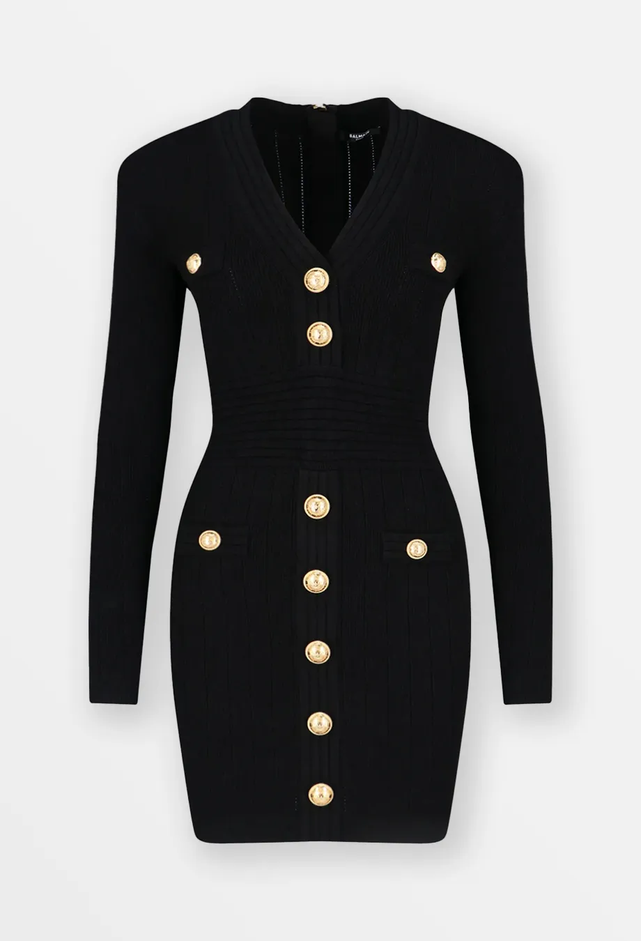Balmain Black Button Mini Dress