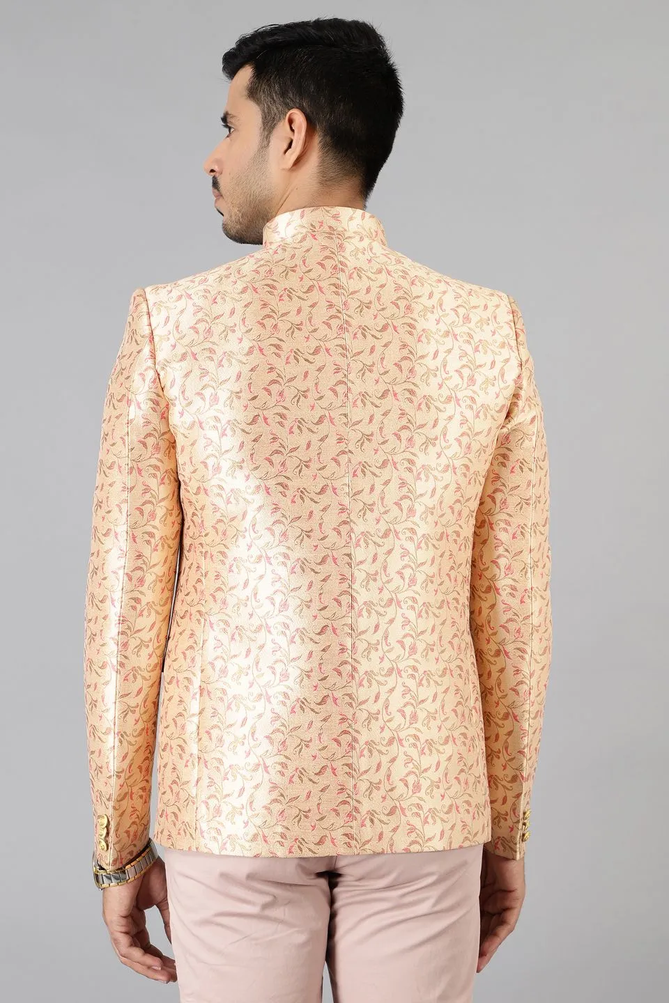 Banarasi Rayon Cotton Gold Bandhgala
