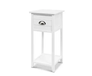Bedside Table Nightstand Drawer Storage Cabinet Lamp Side Shelf White