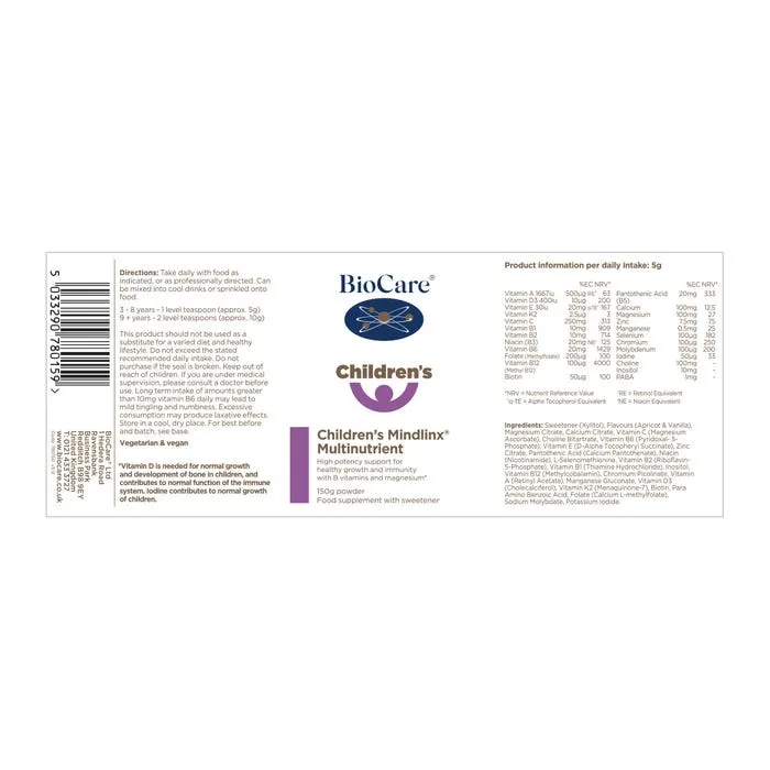 BioCare Children's Mindlinx Multinutrient Powder 150g