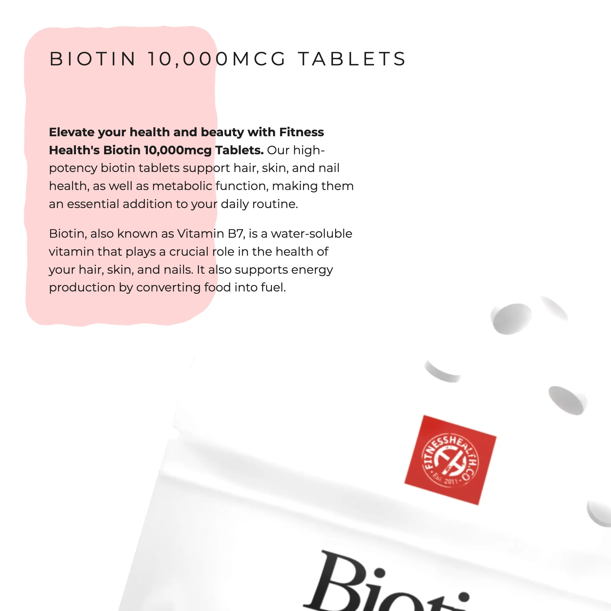 Biotin 10000mcg Tablets - 1 Year Supply - 25% DISCOUNT