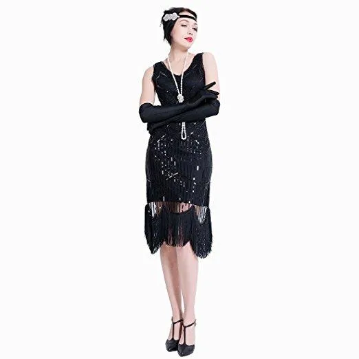 Black Gatsby Dress Flapper-style Party 1920s |JaosWish